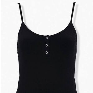 Black Ribbed Knit Thong Bodysuit